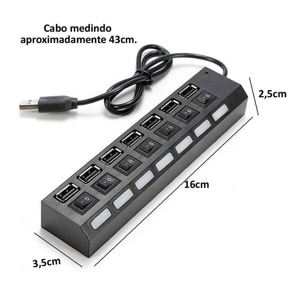 Hub Usb 2.0 - 7 Portas C/ Interruptor