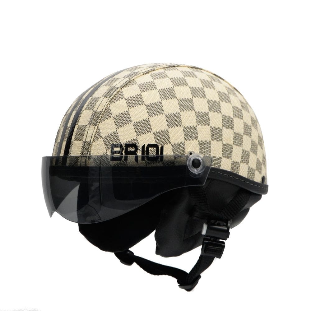 Capacete coquinho br 101 xadrez bege vision fume p