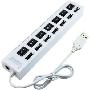 Hub Usb 2.0-7 Portas Chaveado - 480 Mps - Branco