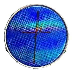Pandeiro 10 Abs Azul Aro Plat Inox Pele Holog Fé Azul 06 Afin Sples