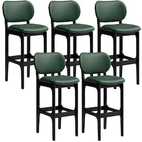 Kit 5 Banquetas Alta Betta Preto Facto Verde Musgo