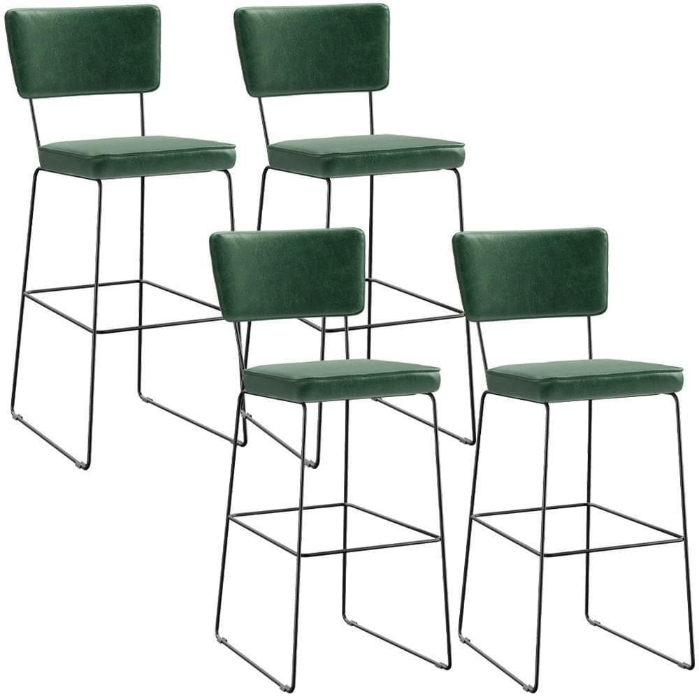 Kit 4 Banquetas Altas Base Em Aço Fixa Facto Verde Musgo