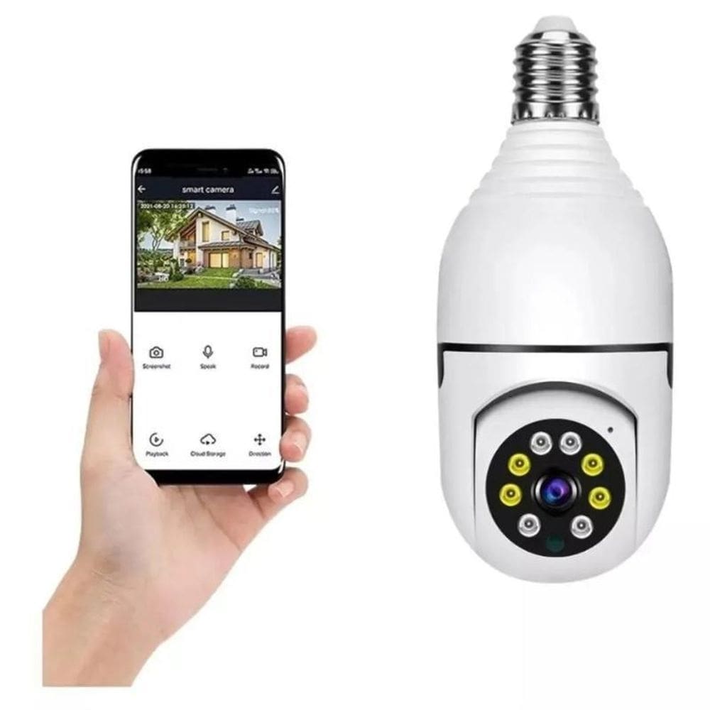 Câmera segurança lâmpada wifi prova dagua infravermelho