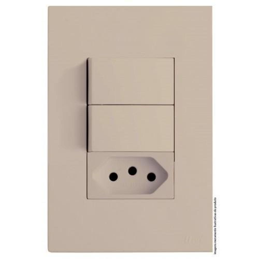 Kit interruptor duplo  + tomada 10a 4x2 brs12266-1ar