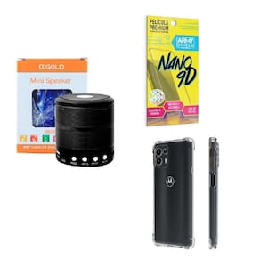 Kit caixa de som + capinha motorola edge20 pro + película 9d