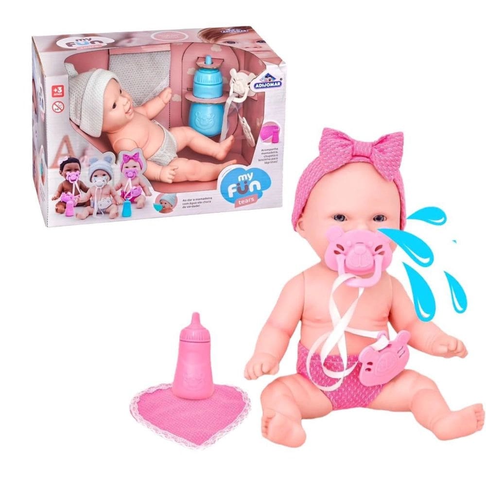Mini Bebê Reborn Chora Lágrima de Verdade Mamadeira Chupeta