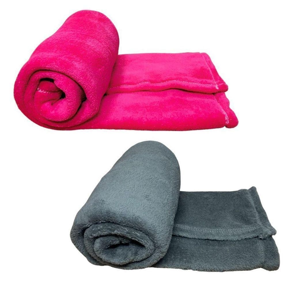 Kit 2 cobertores pet cor rosa e cinza