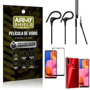 Kit fone sport hs92 + capa + película 3d samsung a20s