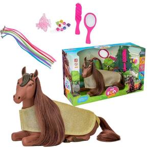 Boneco Cavalo Para Pentear + Apliques Coloridos E Acessórios