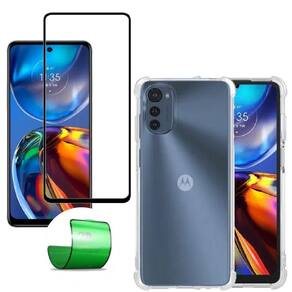 Capinha antishock moto e32 + película nano 9d cerâmica
