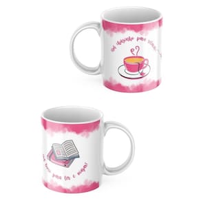 Caneca Porcelana Persolanizada - Um Cafezinho para Relaxar um Livro para Viajar