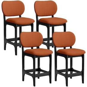 Kit 04 Banquetas Baixa Bar Cozinha E Sala Dejantar Fixa Betta Preto Tecido Terracota