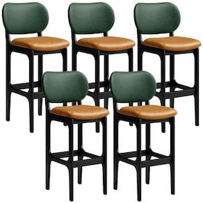 Kit 5 Banquetas Alta Cozinha L02 Preto Verde Whisky
