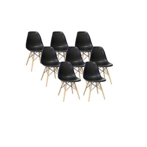 Kit 8 cadeiras charles eames eiffel wood design - preta