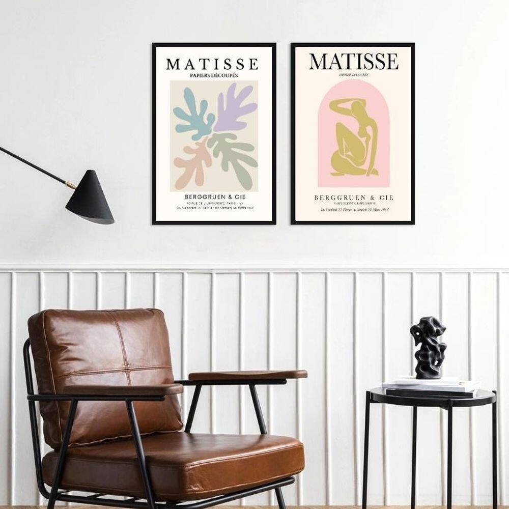 Kit 2 Quadros Artes Matisse Tons Pasteis 33X24Cm - Com Vidro