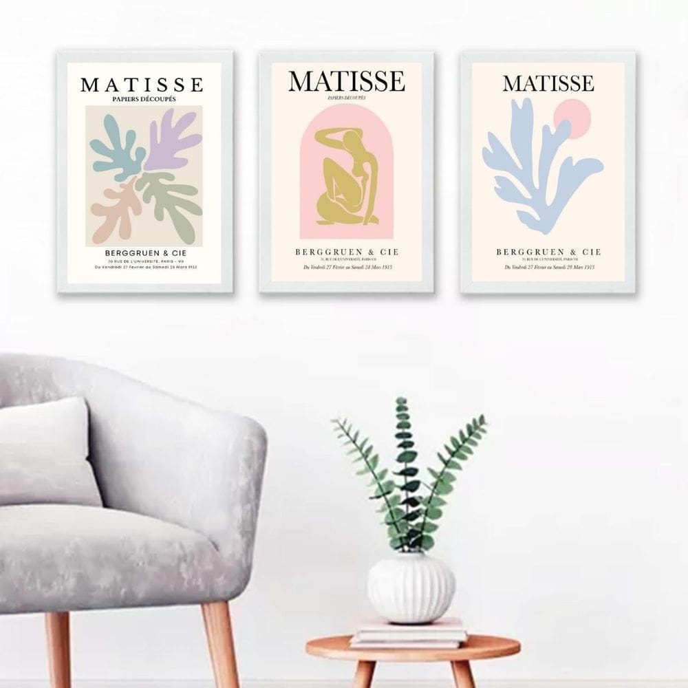 Kit 3 Quadros Artes Matisse Candy Colors 24X18Cm