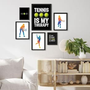 Composição 6 Quadros Jogadoras De Tênis Frases