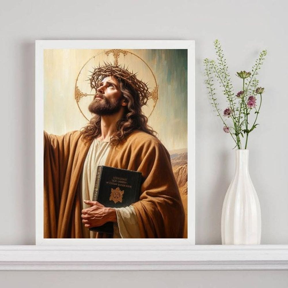 Quadro Decorativo Jesus Com Bíblia 24X18Cm