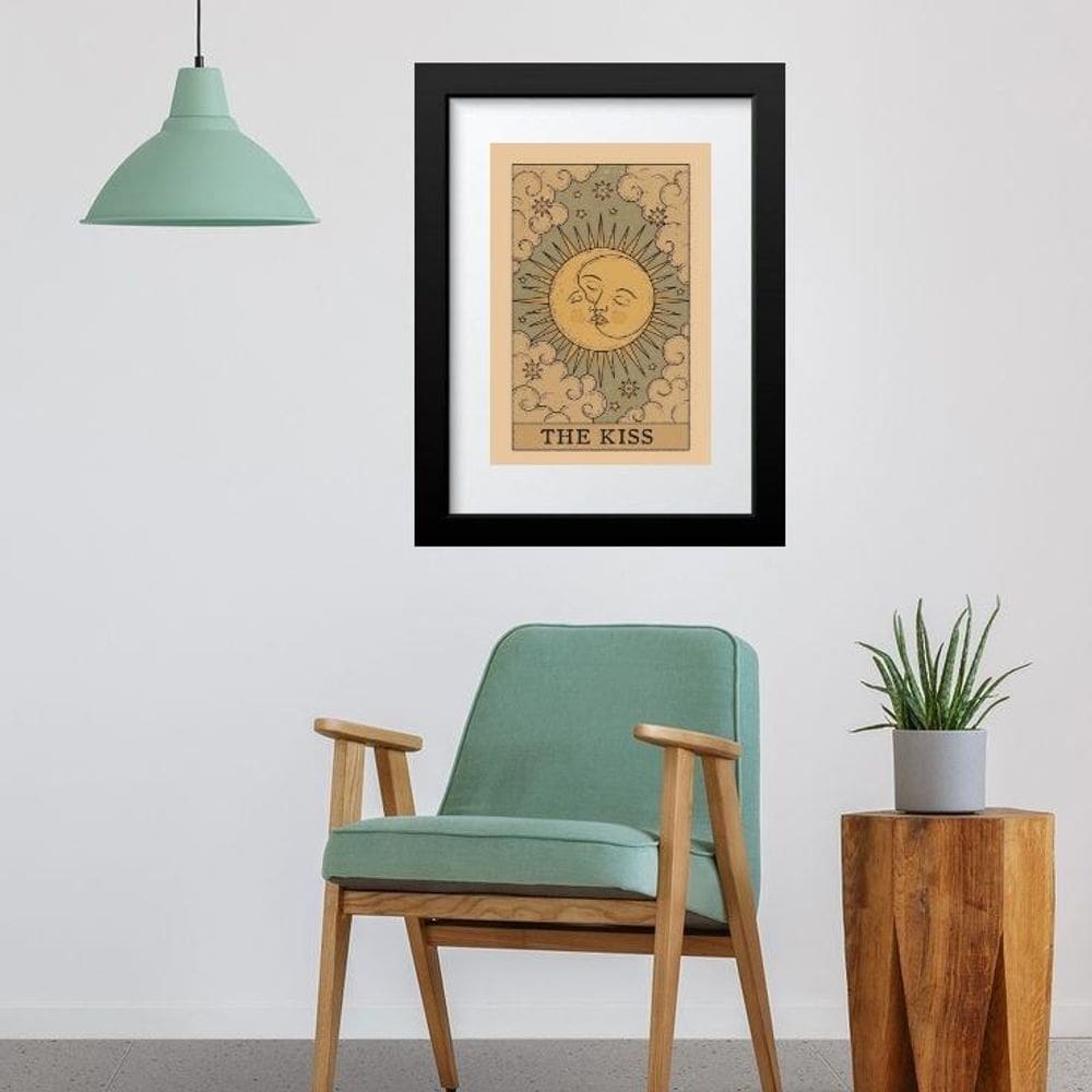 Quadro Carta Tarot Kiss Sol Lua 60X48Cm