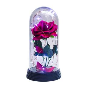 Luminária a rosa encantada roxo 20 cm base preta frio