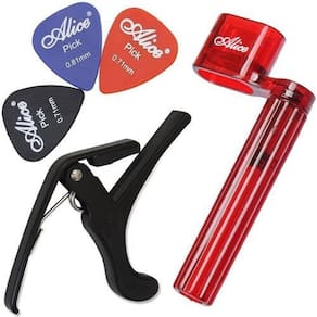 Acessórios de violão com encordoador + capotraste + palhetas