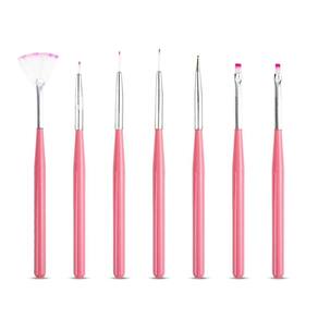 Kit 6 pincéis + 1 boleador rosa decoração de unhas nail art