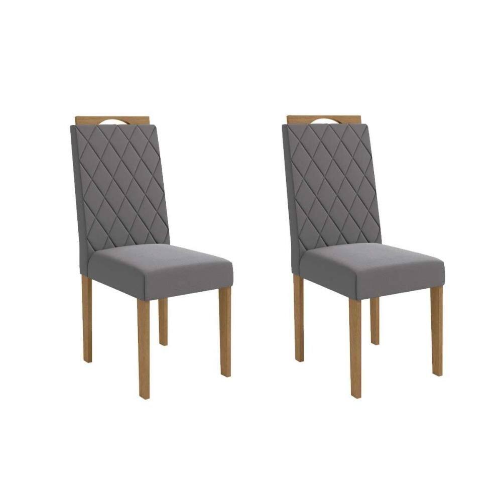Cadeira Sala de Jantar 2CAD152EA Kit 2 Un Eucalipto/Suede Cinza Titanio A050 - Kappesberg