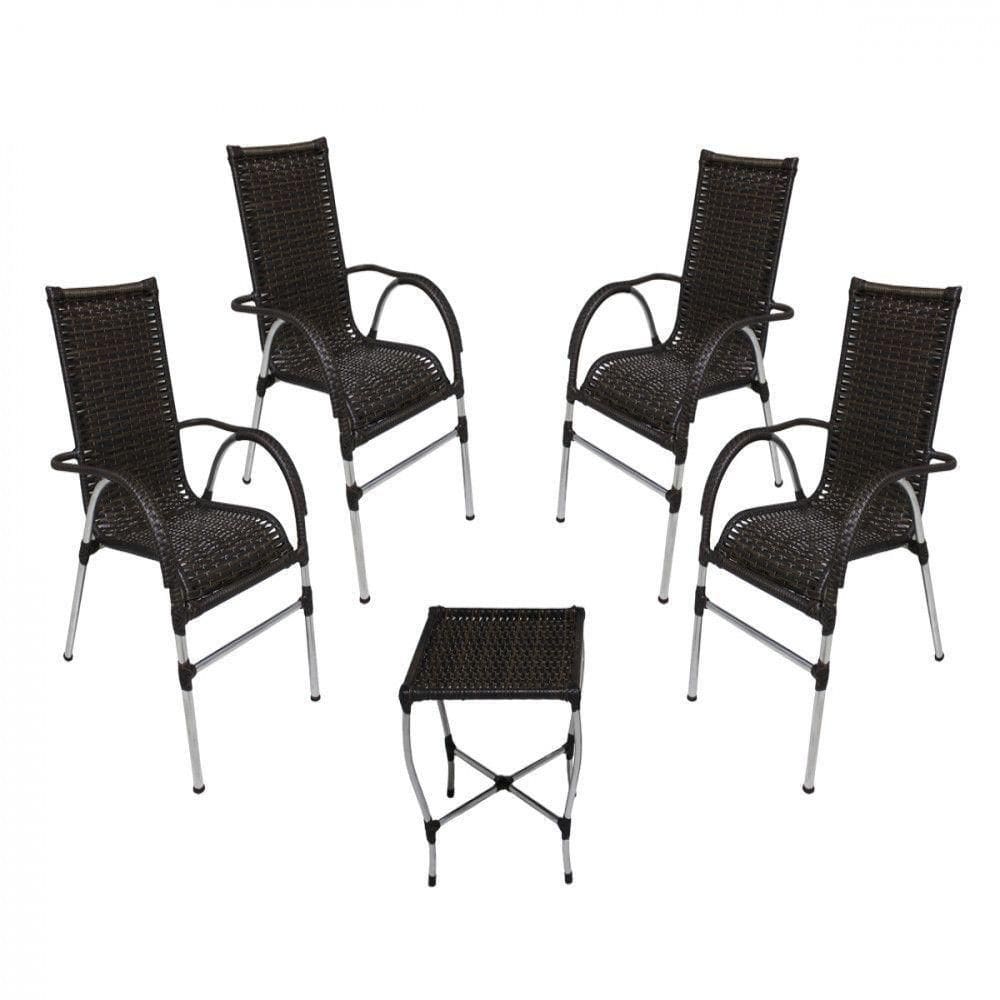 Jogo 4 Cadeiras E Mesa E Jardim Preto