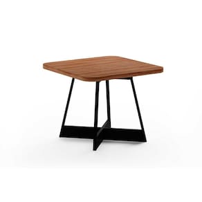 Mesa de Sala Jantar Átria 1593 Quadrada Aço c/Tampo Madeirado 90x90cm Nogal/preto/preto - Carraro