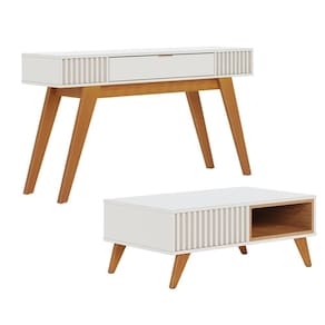 Kit Aparador Com Mesa De Centro 1 Gaveta Freijó Off White