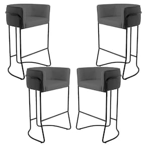 Kit 04 Banquetas Fixa Preto Corano Cinza C-03
