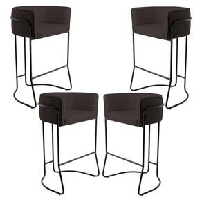 Kit 04 Banquetas Fixa Preto Corano Marrom C-34