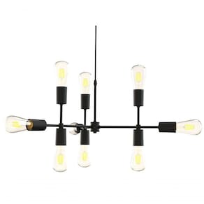 Lustre Pendente Equilibrium Preto Para 9 Lâmpadas Bivolt Taschibra