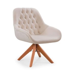 Poltrona Pandora Com Base Giratória Madeira Due Decor Bege