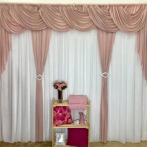 Cortina sedução varão em malha 3,00mx2,60m sala quarto rosê