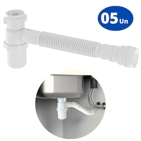 Sifão sanfonado com copo 49cm branco astra kit com 5 un