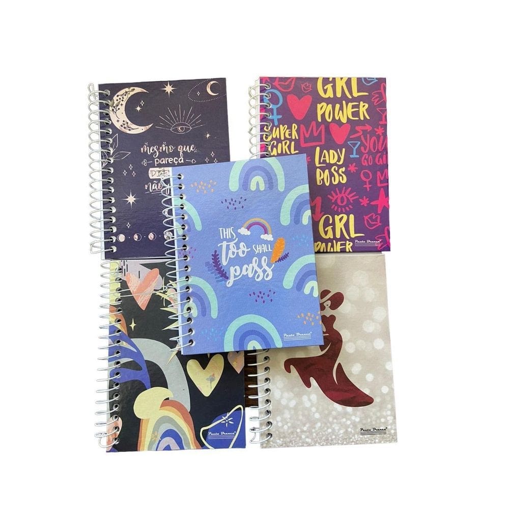 3 un caderno escolar espiral 1/8 capa dura  80fls