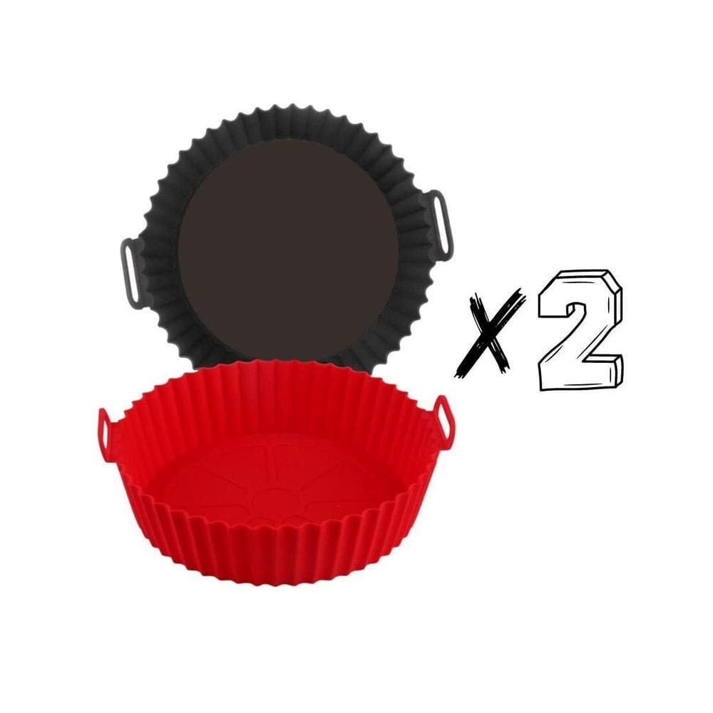 Kit 2 forma air fryer silicone reutilizável antiaderente