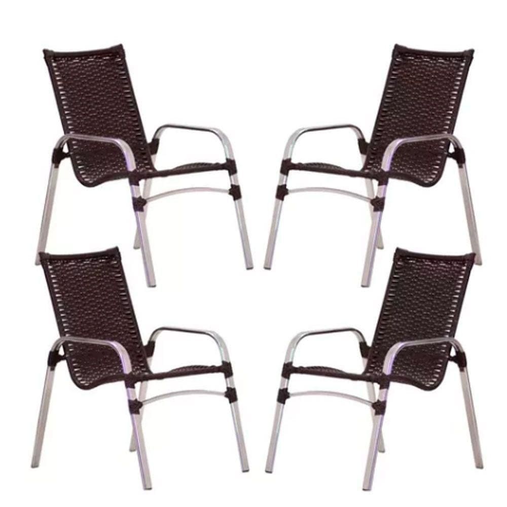 Kit 4 Cadeiras Emily Em Alumínio E Fibra