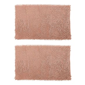 Kit 2 tapetes bolinhas macio 38x58cm banheiro rose