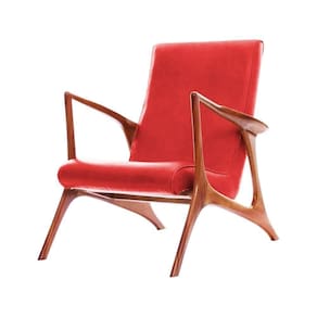 Poltrona Luxo Couro Sintético Vermelho Vk Anos 50 Cor Vermelho