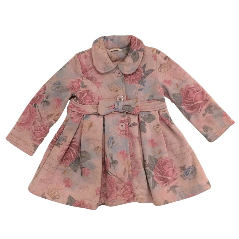 Casaco sobretudo infantil fem Petit Cherie rose/floral