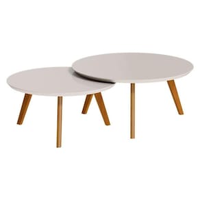 Kit Mesa de Centro Classic Redonda Off White - Imcal