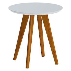 Mesa Lateral Classic Redonda Branco  Acetinado - Imcal