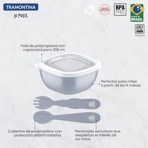 Jogo Infantil Tramontina Le Petit Cinza 03 Peças