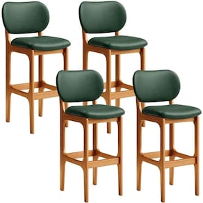 Kit 4 Banquetas Alta Cozinha Betta L02 Imbuia Verde Musgo