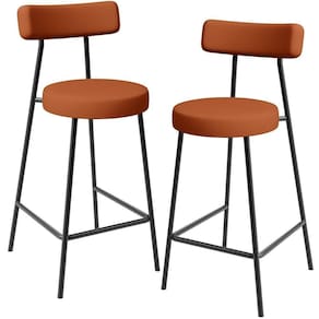 Kit 02 Banquetas Baixa Para Cozinha Sala De Jantar Bancada Milão L02 Tecido Terracota