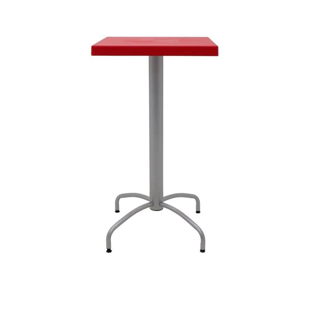 Mesa Quadrada Tramontina 59 Cm Vermelho Com Base Em Aço