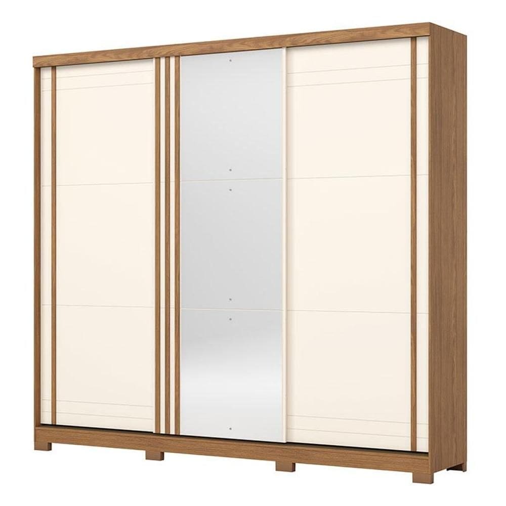 Guarda Roupa Casal Fazano 3 Portas Deslizantes Nature Off White - Henn