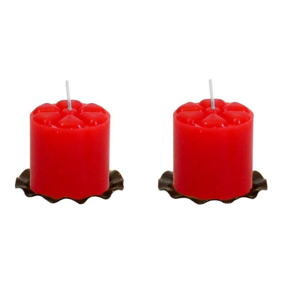 2 base com velas vermelhas romântico dia dos namorados